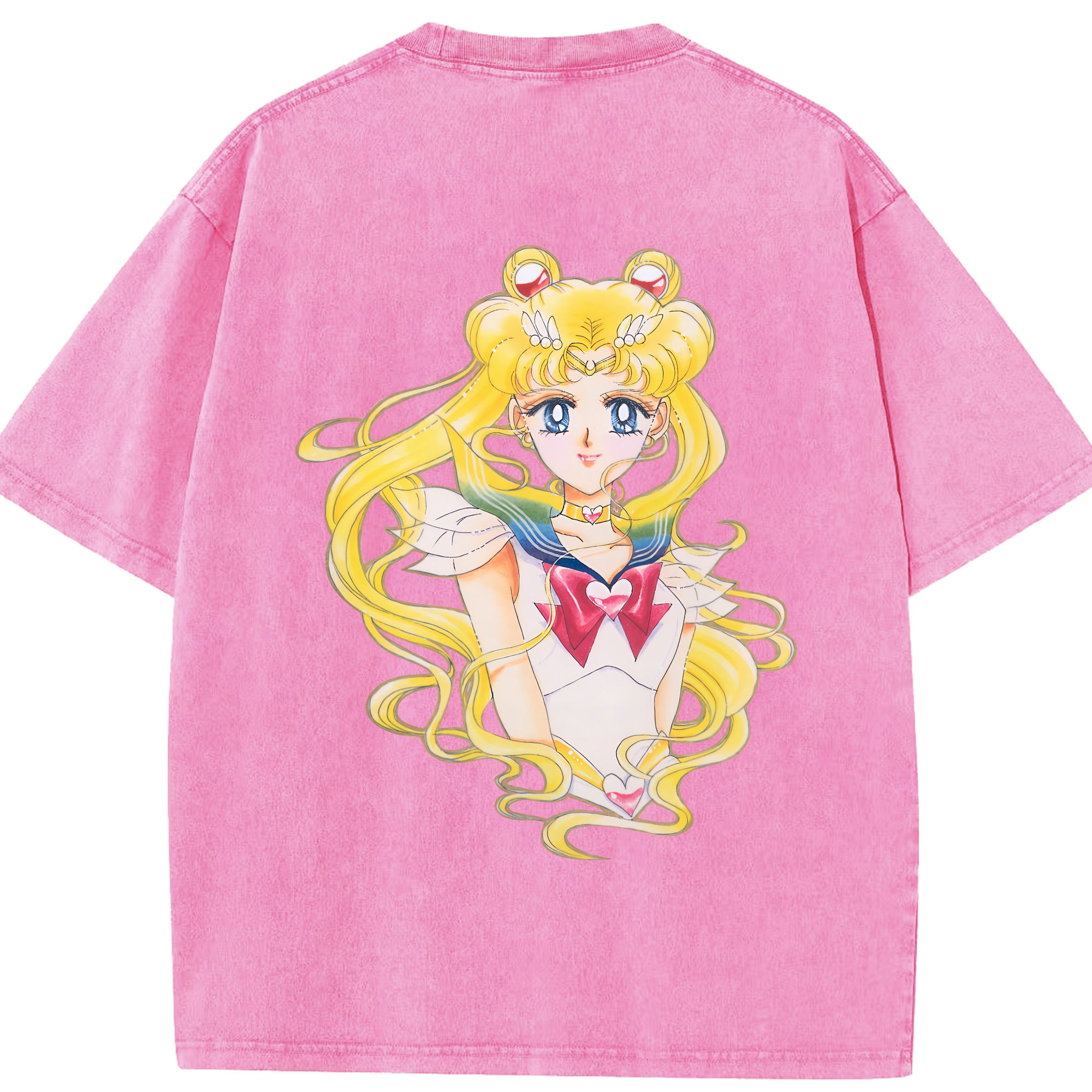 （画像用） 美少女戦士セーラームーン 月野 うさぎ つきの うさぎ Sailor Moon Tsukino Usagi 綿100% ヴィンテージ風 半袖Tシャツ（背面プリント）